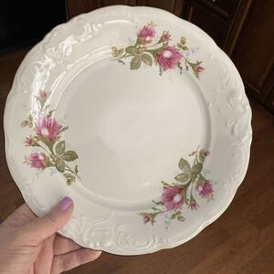 Wawel Pink Pompadour Rose Porcelain 10.5" Dinner Plate Poland Gold Trim Replace